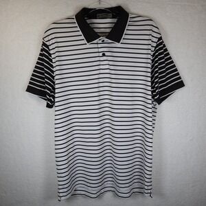 G/FORE Mens Striped Golf Polo Shirt Black White Size L